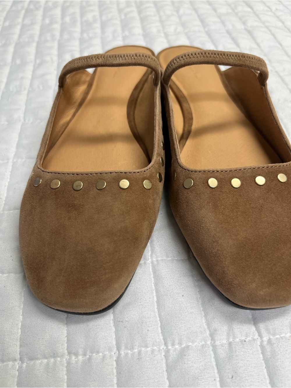 Madewell The Greta Ballet Flat Mule in Aged Cognac Suede Size 8 - Picture 9 of 11